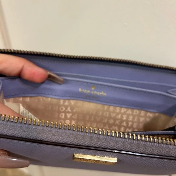 Kate Spade Purple Wallet Lavender Blue Zip - Picture 6 of 7